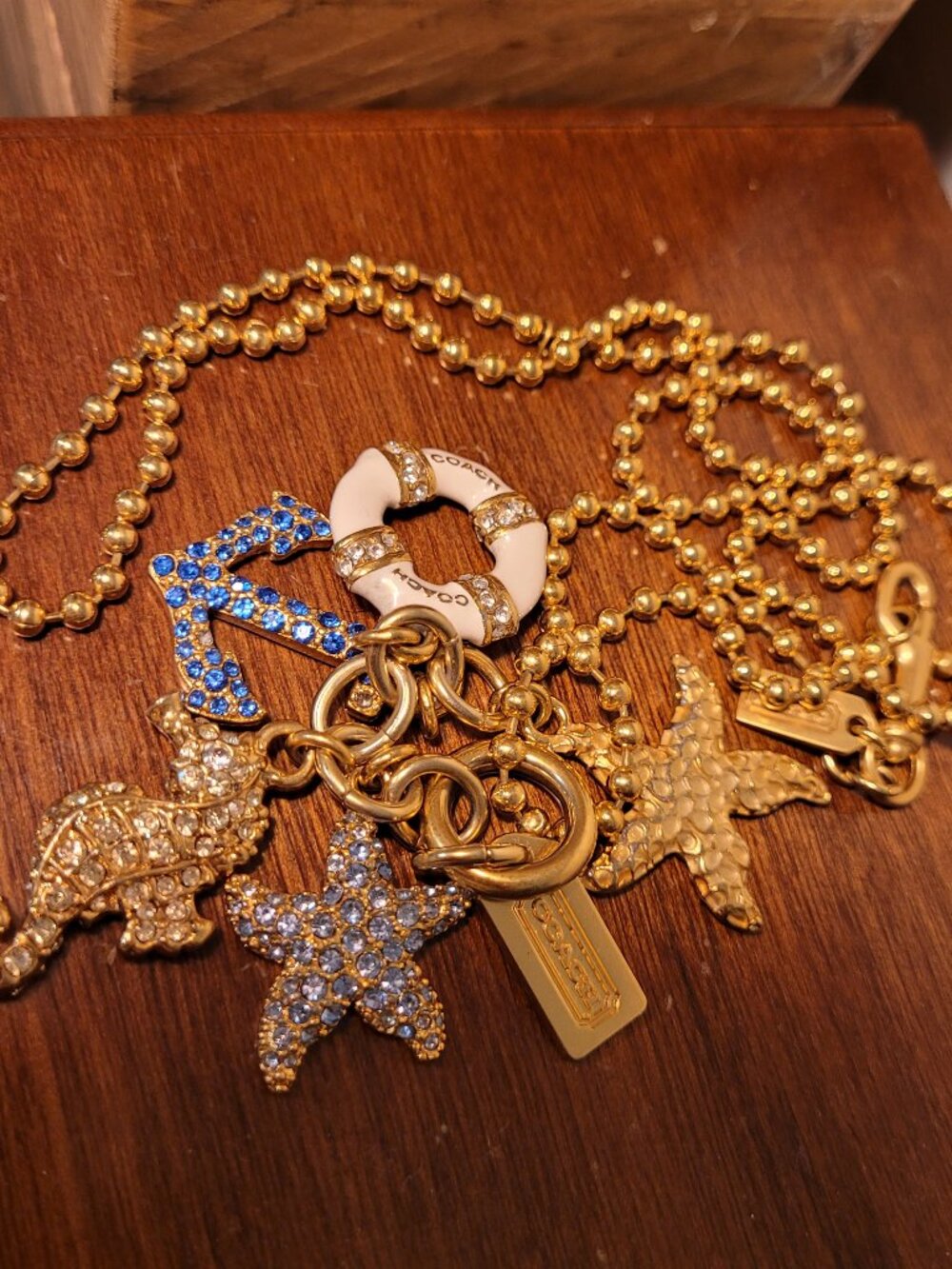 Coach Nautical Multi-Charm Statement Necklace